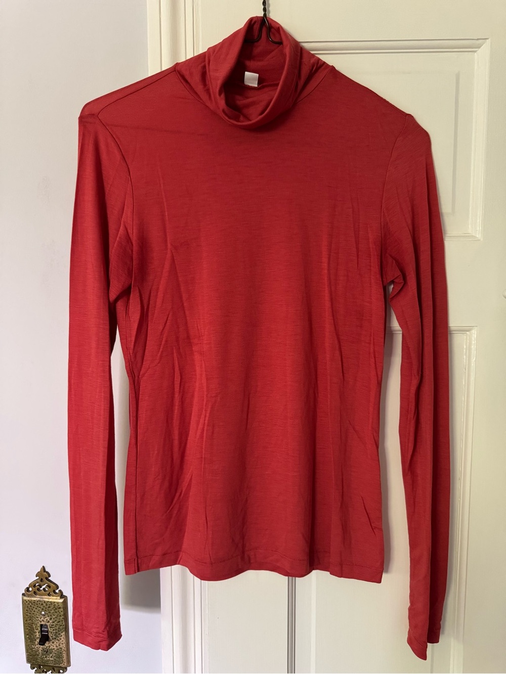 Uniqlo Red Long-Sleeve Turtleneck Top